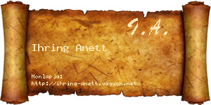 Ihring Anett névjegykártya